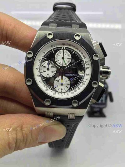 Replica Swiss Audemars Piguet Royal Oak Ruben Barrichello II Watch Black Leather